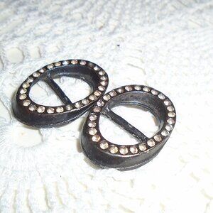 Antique Lidz Bros sterling and crystal shoe buckles Shoe accessories silver